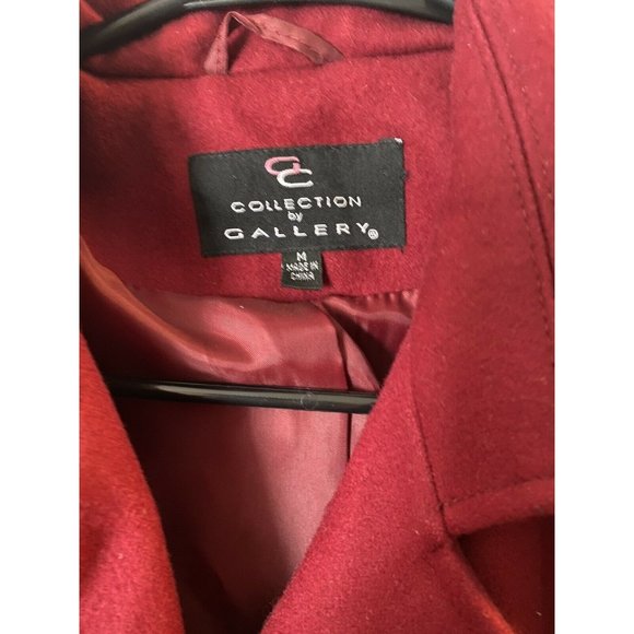 Collection by Gallery Coat Sz Medium Red Wool Blend Button Pea Coat Mid-Length - Picture 3 of 6